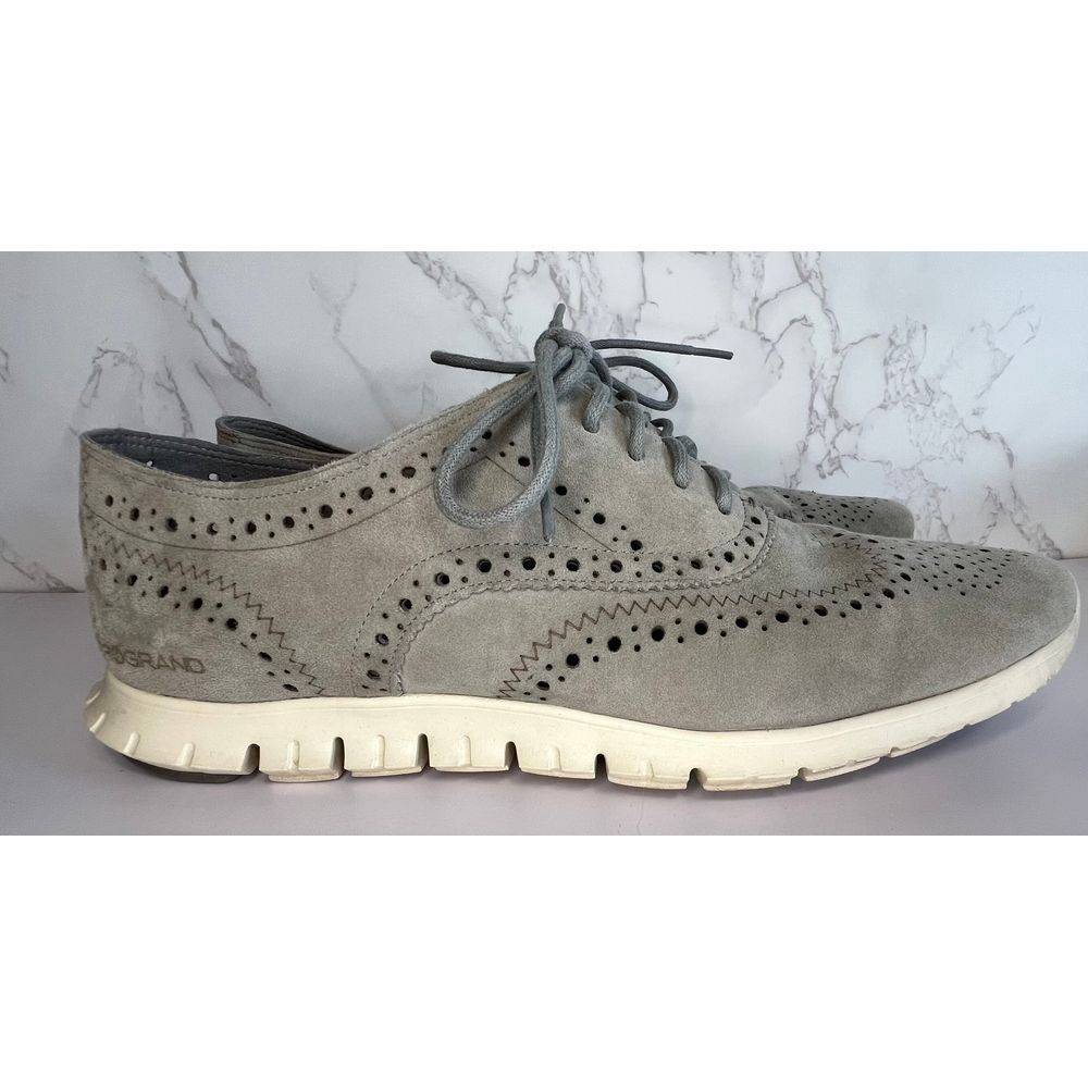 Cole Haan Zerogrand Wingtip Oxford‎ Gray Suede Lace Shoes Women's Size 9.5